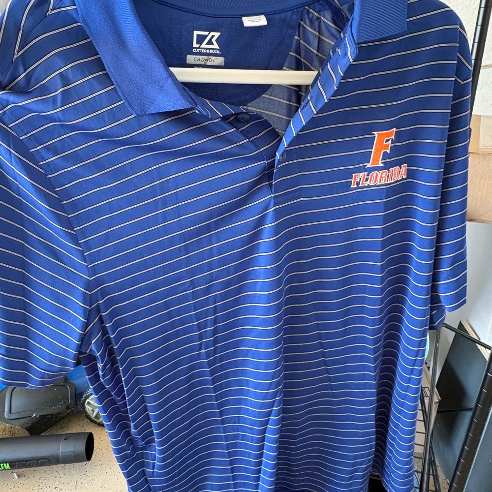 Cutter & Buck Blue Polo with Stripes
